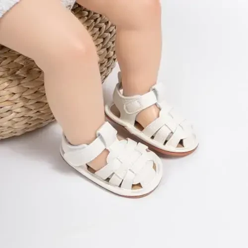 HsdsBebe Infant Baby Boys Girls Summer Beach Sandals Breathable Athletic Anti-slip Soft Sole Newborn First Walker Crib Shoes - 2