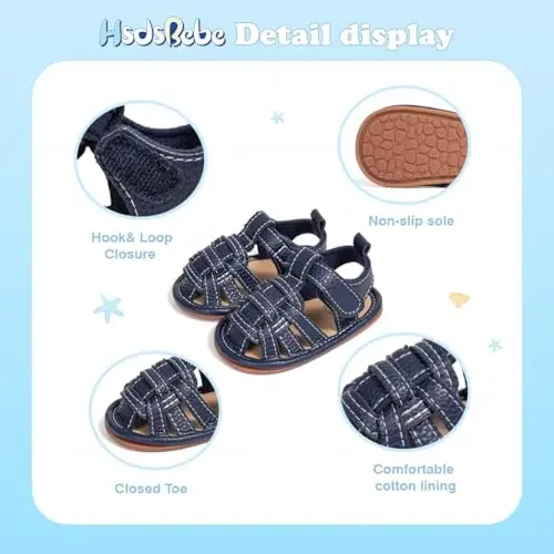HsdsBebe Infant Baby Boys Girls Summer Beach Sandals Breathable Athletic Anti-slip Soft Sole Newborn First Walker Crib Shoes - HSDSBEBE (1)