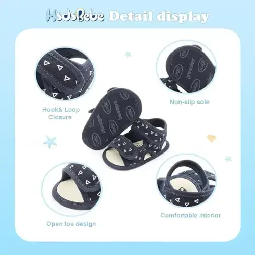 HsdsBebe Infant Baby Boys Girls Summer Beach Sandals Breathable Athletic Anti-slip Soft Sole Newborn First Walker Crib Shoes - 5