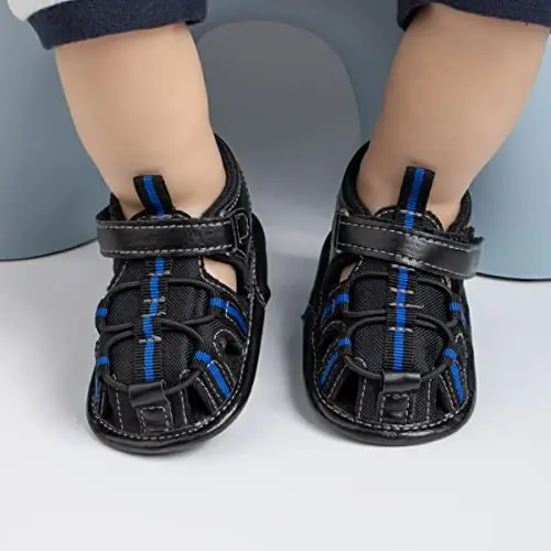 HsdsBebe Infant Baby Boys Girls Summer Beach Sandals Breathable Athletic Anti-slip Soft Sole Newborn First Walker Crib Shoes - 2
