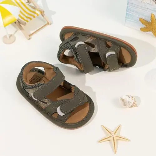 HsdsBebe Infant Baby Boys Girls Summer Beach Sandals Breathable Athletic Anti-slip Soft Sole Newborn First Walker Crib Shoes - 3