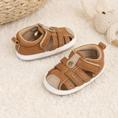 HsdsBebe Infant Baby Boys Girls Summer Beach Sandals Breathable Athletic Anti-slip Soft Sole Newborn First Walker Crib Shoes - 3