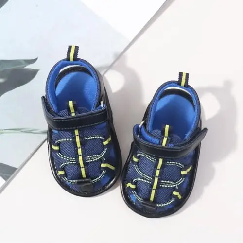 HsdsBebe Infant Baby Boys Girls Summer Beach Sandals Breathable Athletic Anti-slip Soft Sole Newborn First Walker Crib Shoes - 3