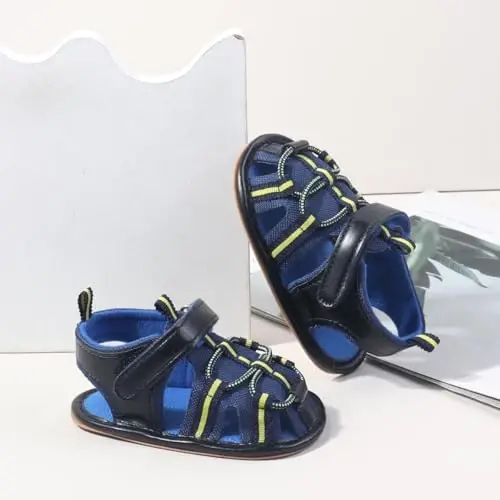 HsdsBebe Infant Baby Boys Girls Summer Beach Sandals Breathable Athletic Anti-slip Soft Sole Newborn First Walker Crib Shoes - 4