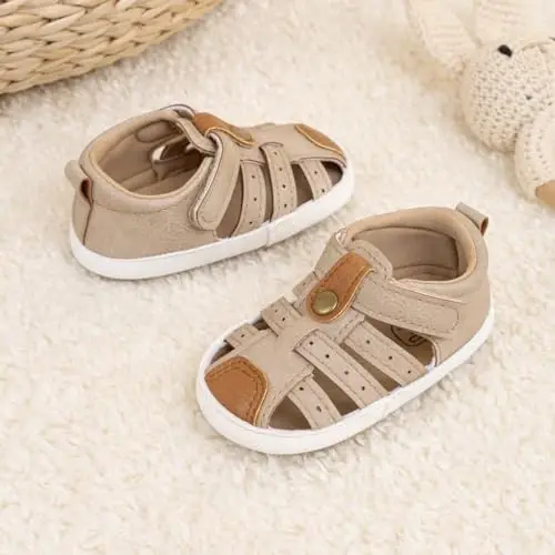 HsdsBebe Infant Baby Boys Girls Summer Beach Sandals Breathable Athletic Anti-slip Soft Sole Newborn First Walker Crib Shoes - 3