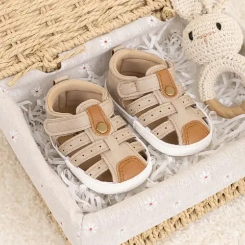 HsdsBebe Infant Baby Boys Girls Summer Beach Sandals Breathable Athletic Anti-slip Soft Sole Newborn First Walker Crib Shoes - 4