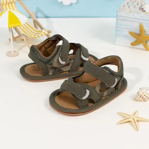HsdsBebe Infant Baby Boys Girls Summer Beach Sandals Breathable Athletic Anti-slip Soft Sole Newborn First Walker Crib Shoes - 4
