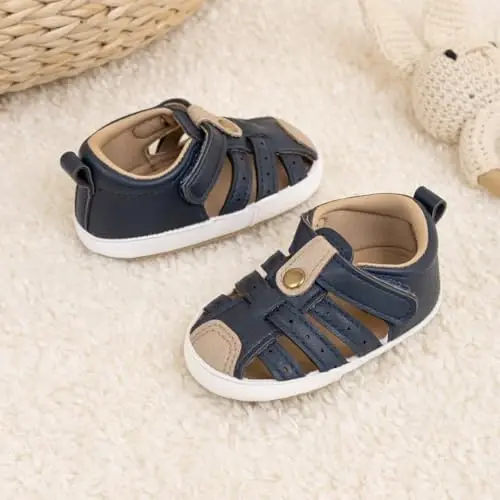 HsdsBebe Infant Baby Boys Girls Summer Beach Sandals Breathable Athletic Anti-slip Soft Sole Newborn First Walker Crib Shoes - 3