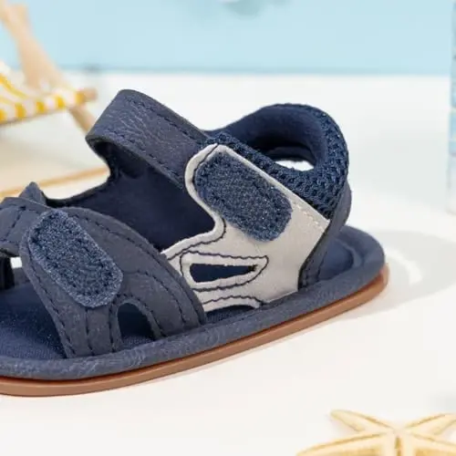 HsdsBebe Infant Baby Boys Girls Summer Beach Sandals Breathable Athletic Anti-slip Soft Sole Newborn First Walker Crib Shoes - 5