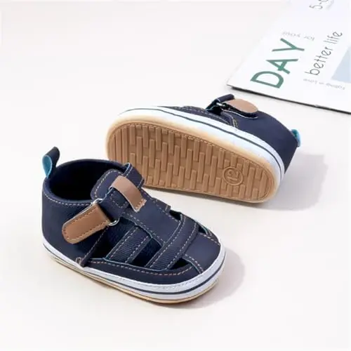 HsdsBebe Infant Baby Boys Girls Summer Beach Sandals Breathable Athletic Anti-slip Soft Sole Newborn First Walker Crib Shoes - 3