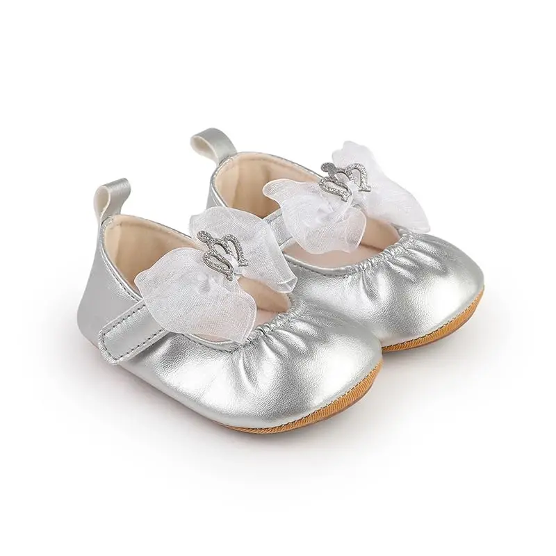 HsdsBebe Infant Baby Girls Mary Jane Flats Bow Non-Slip Soft Sole Princess Toddler First Walkers Sneaker Wedding Dress Shoes - 1