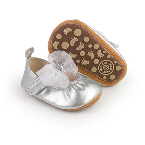 HsdsBebe Infant Baby Girls Mary Jane Flats Bow Non-Slip Soft Sole Princess Toddler First Walkers Sneaker Wedding Dress Shoes - 4