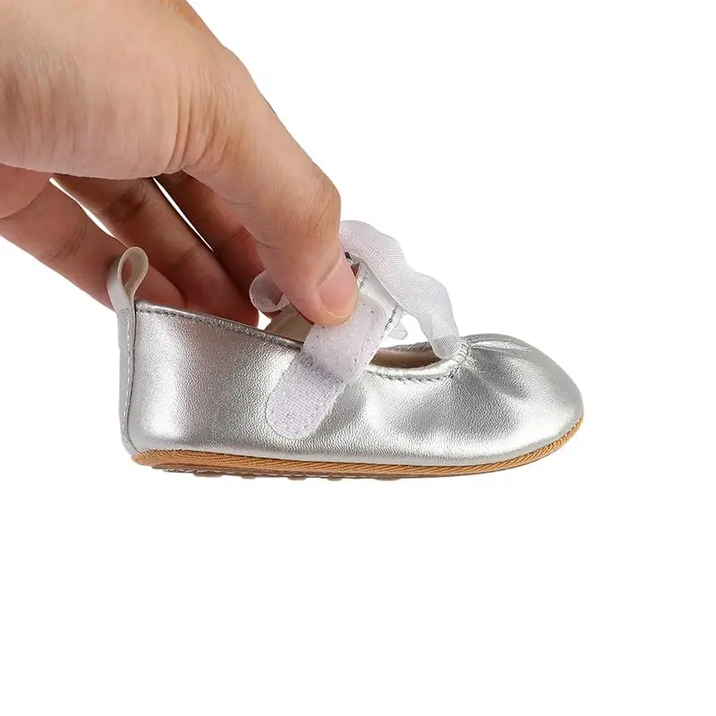 HsdsBebe Infant Baby Girls Mary Jane Flats Bow Non-Slip Soft Sole Princess Toddler First Walkers Sneaker Wedding Dress Shoes - 7
