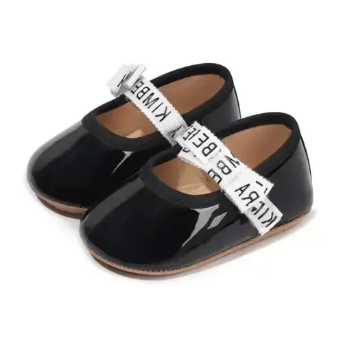 HsdsBebe Infant Baby Girls Mary Jane Flats Bow Non-Slip Soft Sole Princess Toddler First Walkers Sneaker Wedding Dress Shoes - 2
