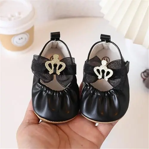HsdsBebe Infant Baby Girls Mary Jane Flats Bow Non-Slip Soft Sole Princess Toddler First Walkers Sneaker Wedding Dress Shoes - 4