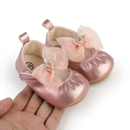 HsdsBebe Infant Baby Girls Mary Jane Flats Bow Non-Slip Soft Sole Princess Toddler First Walkers Sneaker Wedding Dress Shoes - 3