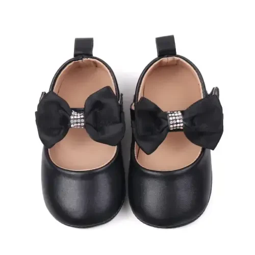 HsdsBebe Infant Baby Girls Mary Jane Flats Bow Non-Slip Soft Sole Princess Toddler First Walkers Sneaker Wedding Dress Shoes - 4