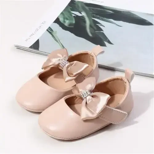 HsdsBebe Infant Baby Girls Mary Jane Flats Bow Non-Slip Soft Sole Princess Toddler First Walkers Sneaker Wedding Dress Shoes - 3
