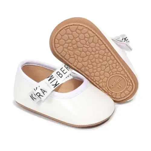 HsdsBebe Infant Baby Girls Mary Jane Flats Bow Non-Slip Soft Sole Princess Toddler First Walkers Sneaker Wedding Dress Shoes - 3