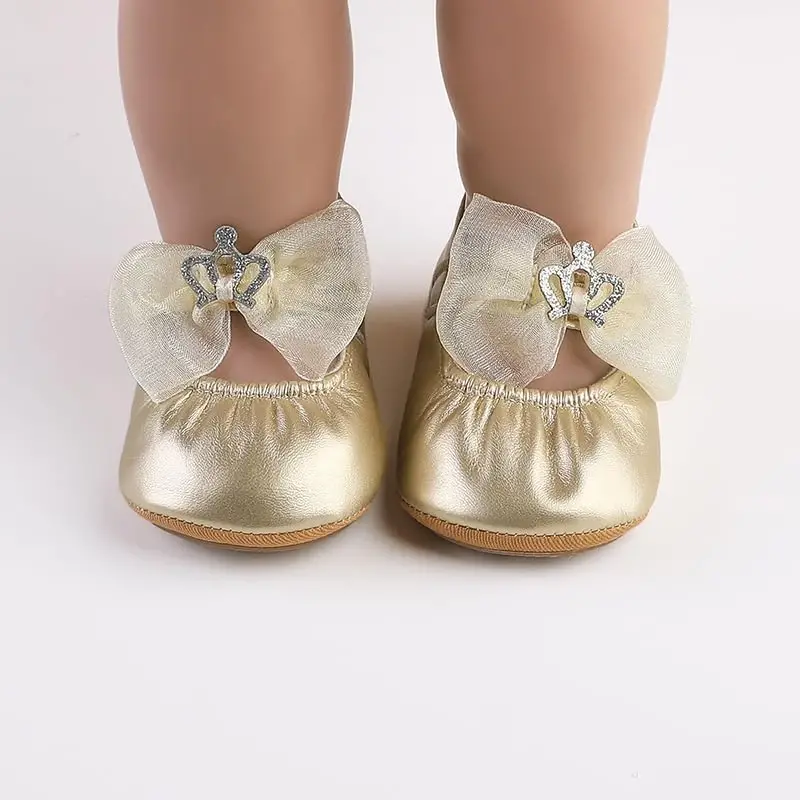 HsdsBebe Infant Baby Girls Mary Jane Flats Bow Non-Slip Soft Sole Princess Toddler First Walkers Sneaker Wedding Dress Shoes - 2