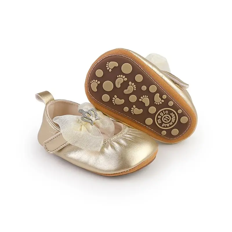 HsdsBebe Infant Baby Girls Mary Jane Flats Bow Non-Slip Soft Sole Princess Toddler First Walkers Sneaker Wedding Dress Shoes - 3