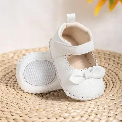 HsdsBebe Infant Baby Girls Mary Jane Flats Bow Non-Slip Soft Sole Princess Toddler First Walkers Sneaker Wedding Dress Shoes - 3