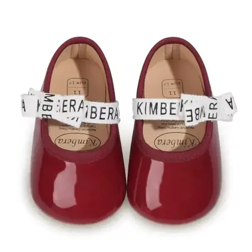 HsdsBebe Infant Baby Girls Mary Jane Flats Bow Non-Slip Soft Sole Princess Toddler First Walkers Sneaker Wedding Dress Shoes - 1