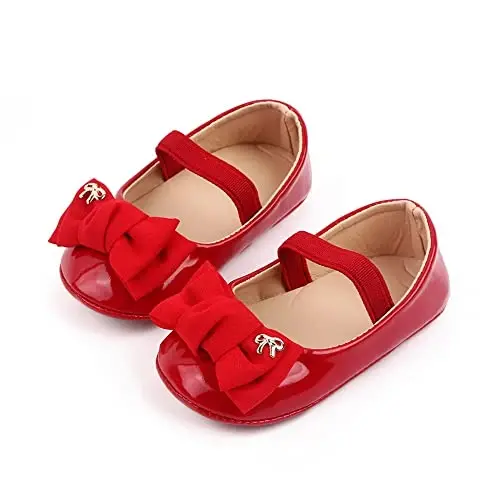 HsdsBebe Infant Baby Girls Mary Jane Flats Bow Non-Slip Soft Sole Princess Toddler First Walkers Sneaker Wedding Dress Shoes 