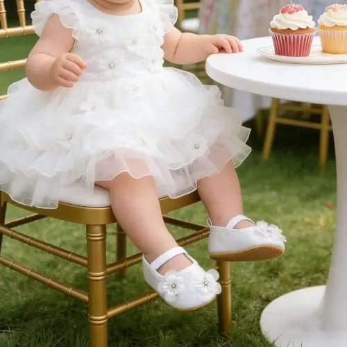 HsdsBebe Infant Baby Girls Mary Jane Flats Bow Non-Slip Soft Sole Princess Toddler First Walkers Sneaker Wedding Dress Shoes - HSDSBEBE (1)
