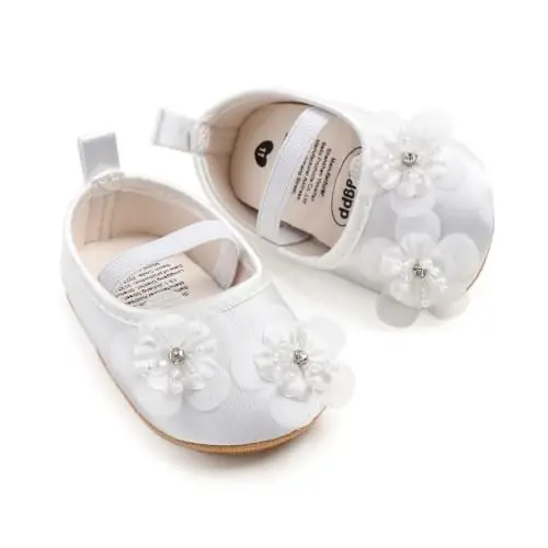 HsdsBebe Infant Baby Girls Mary Jane Flats Bow Non-Slip Soft Sole Princess Toddler First Walkers Sneaker Wedding Dress Shoes - 4