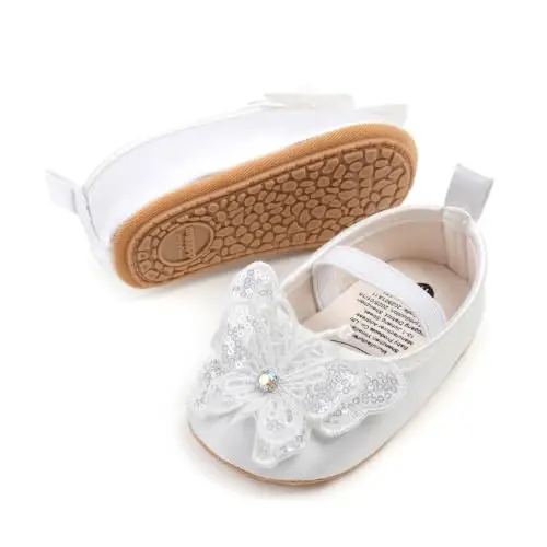 HsdsBebe Infant Baby Girls Mary Jane Flats Bow Non-Slip Soft Sole Princess Toddler First Walkers Sneaker Wedding Dress Shoes - 3