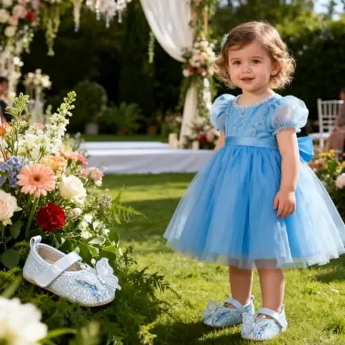 HsdsBebe Baby Girls Mary Jane Flats Non Slip Soft Sole Bowknot Princess Wedding Dress Shoes Toddler First Walkers Infant Newborn Baptism Crib Shoes - HSDSBEBE