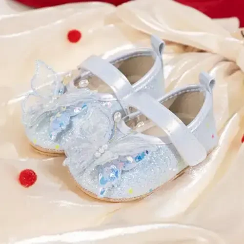 HsdsBebe Baby Girls Mary Jane Flats Non Slip Soft Sole Bowknot Princess Wedding Dress Shoes Toddler First Walkers Infant Newborn Baptism Crib Shoes - 3