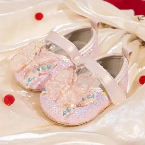 HsdsBebe Baby Girls Mary Jane Flats Non Slip Soft Sole Bowknot Princess Wedding Dress Shoes Toddler First Walkers Infant Newborn Baptism Crib Shoes - 4