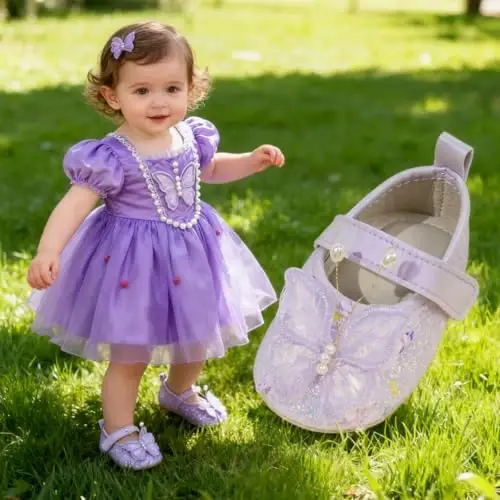 HsdsBebe Baby Girls Mary Jane Flats Non Slip Soft Sole Bowknot Princess Wedding Dress Shoes Toddler First Walkers Infant Newborn Baptism Crib Shoes - 1