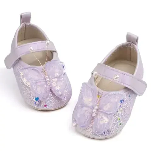 HsdsBebe Baby Girls Mary Jane Flats Non Slip Soft Sole Bowknot Princess Wedding Dress Shoes Toddler First Walkers Infant Newborn Baptism Crib Shoes - 2
