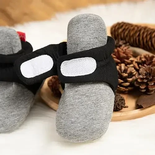 HsdsBebe Unisex Newborn Baby Cotton Booties Non-Slip Sole for Toddler Boys Girls Infant Winter Warm Fleece Cozy Socks Shoes - 5