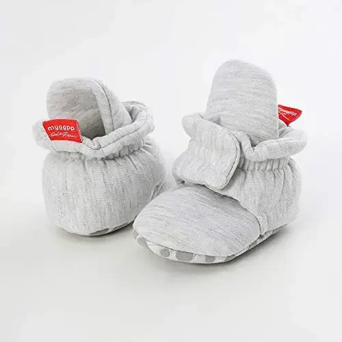 HsdsBebe Unisex Newborn Baby Cotton Booties Non-Slip Sole for Toddler Boys Girls Infant Winter Warm Fleece Cozy Socks Shoes - 4