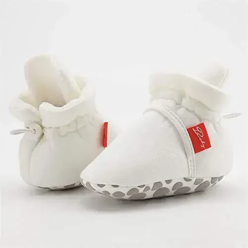 HsdsBebe Unisex Newborn Baby Cotton Booties Non-Slip Sole for Toddler Boys Girls Infant Winter Warm Fleece Cozy Socks Shoes - 3