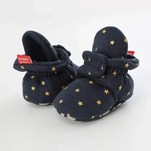HsdsBebe Unisex Newborn Baby Cotton Booties Non-Slip Sole for Toddler Boys Girls Infant Winter Warm Fleece Cozy Socks Shoes - 4