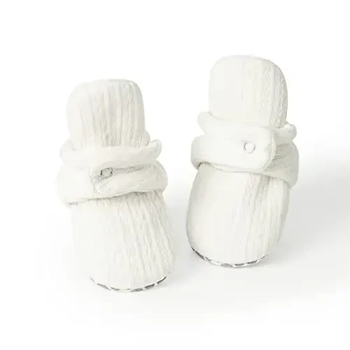 HsdsBebe Unisex Newborn Baby Cotton Booties Non-Slip Sole for Toddler Boys Girls Infant Winter Warm Fleece Cozy Socks Shoes - 3