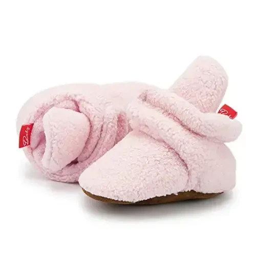 HsdsBebe Unisex Newborn Baby Cotton Booties Non-Slip Sole for Toddler Boys Girls Infant Winter Warm Fleece Cozy Socks Shoes - 3