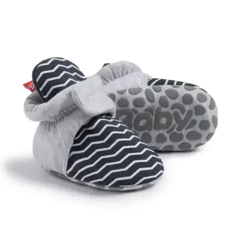 HsdsBebe Unisex Newborn Baby Cotton Booties Non-Slip Sole for Toddler Boys Girls Infant Winter Warm Fleece Cozy Socks Shoes - 1