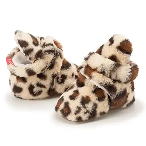 HsdsBebe Unisex Newborn Baby Cotton Booties Non-Slip Sole for Toddler Boys Girls Infant Winter Warm Fleece Cozy Socks Shoes - 2