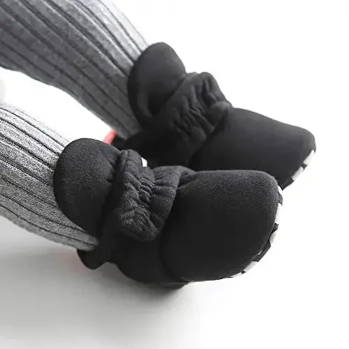 HsdsBebe Unisex Newborn Baby Cotton Booties Non-Slip Sole for Toddler Boys Girls Infant Winter Warm Fleece Cozy Socks Shoes - 2
