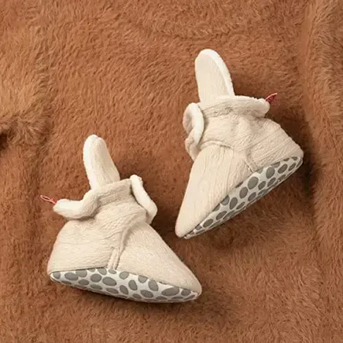 HsdsBebe Unisex Newborn Baby Cotton Booties Non-Slip Sole for Toddler Boys Girls Infant Winter Warm Fleece Cozy Socks Shoes - 4