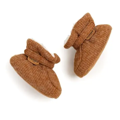 HsdsBebe Unisex Newborn Baby Cotton Booties Non-Slip Sole for Toddler Boys Girls Infant Winter Warm Fleece Cozy Socks Shoes - 1