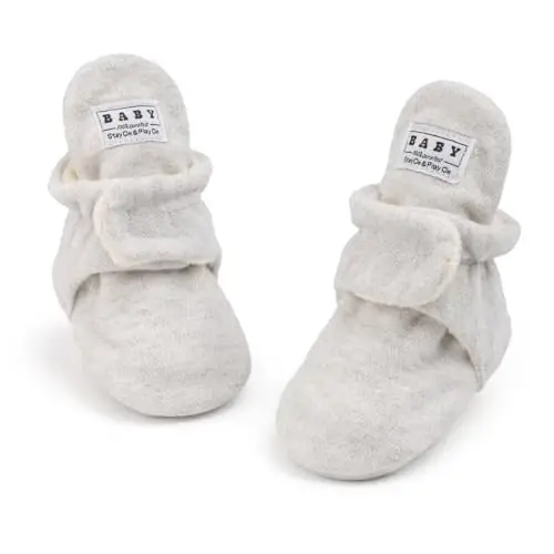 HsdsBebe Unisex Newborn Baby Cotton Booties Non-Slip Sole for Toddler Boys Girls Infant Winter Warm Fleece Cozy Socks Shoes - 1