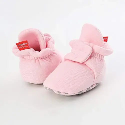 HsdsBebe Unisex Newborn Baby Cotton Booties Non-Slip Sole for Toddler Boys Girls Infant Winter Warm Fleece Cozy Socks Shoes - 4