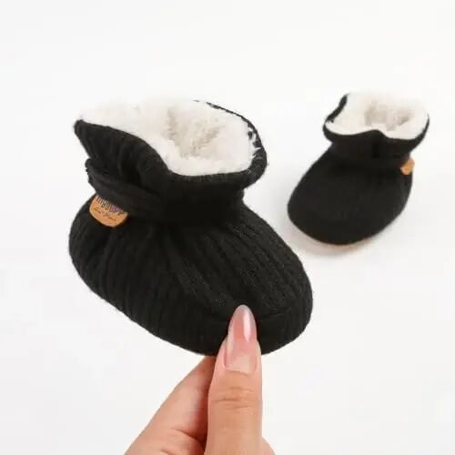 HsdsBebe Unisex Newborn Baby Cotton Booties Non-Slip Sole for Toddler Boys Girls Infant Winter Warm Fleece Cozy Socks Shoes - 5